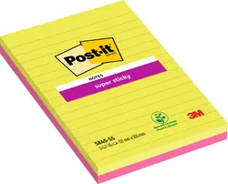 Post-it Bloc-notes super sticky notes, 125 x 200 mm, ligné