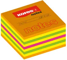 Kores Bloc-note cube, 75 x 75 mm, couleurs fluo, 5 couleurs