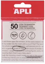 APLI Notes adhésives, 75 x 75 mm, incolore transparent