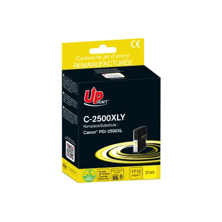 UPRINT CARTOUCHE REMANUFACTUREE CANON 2500XL-REMPLACE PGI2500XL YELLOW