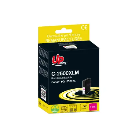 UPRINT CARTOUCHE REMANUFACTUREE CANON 2500XL-REMPLACE PGI2500XL MAGENTA