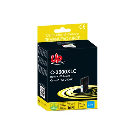UPRINT CARTOUCHE REMANUFACTUREE CANON 2500XL-REMPLACE PGI2500XL CYAN