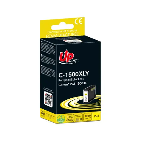 UPRINT CARTOUCHE REMANUFACTUREE CANON 1500XL-REMPLACE PGI1500XL YELLOW