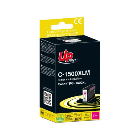UPRINT CARTOUCHE REMANUFACTUREE CANON 1500XL-REMPLACE PGI1500XL MAGENTA