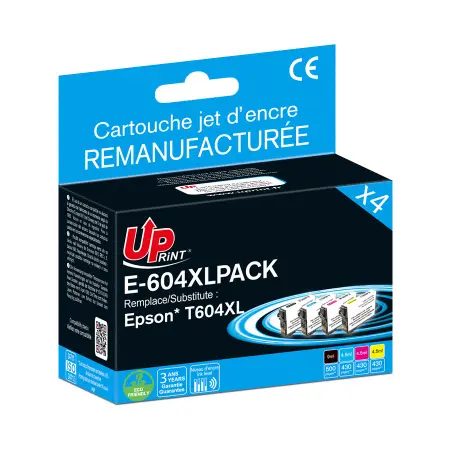 UPRINT PACK 4 CARTOUCHES REMANUFACTUREES EPSON 604XL- T10H640 BK/C/M/Y