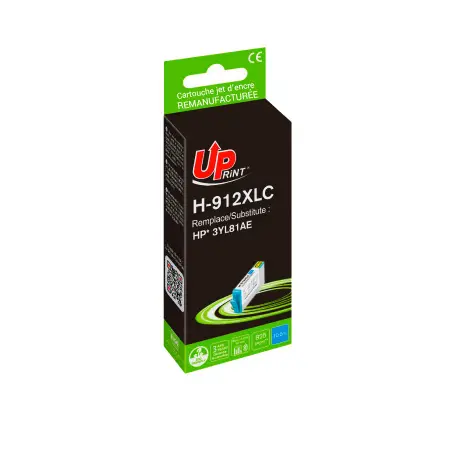 UPRINT CARTOUCHE REMANUFACTUREE HP 912XL SMJ-REMPLACE 3YL81AE CYAN