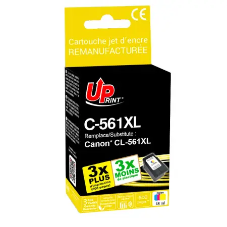 UPRINT CARTOUCHE REMANUFACTUREE CANON 561XL-REMPLACE CL561XL 3CL