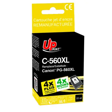 UPRINT CARTOUCHE REMANUFACTUREE CANON 560XL-REMPLACE PG560XL BLACK
