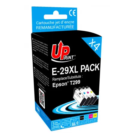 UPRINT PACK 4 CARTOUCHES REMANUFACTUREES 29XL-REMPLACE T299 BK/C/M/Y