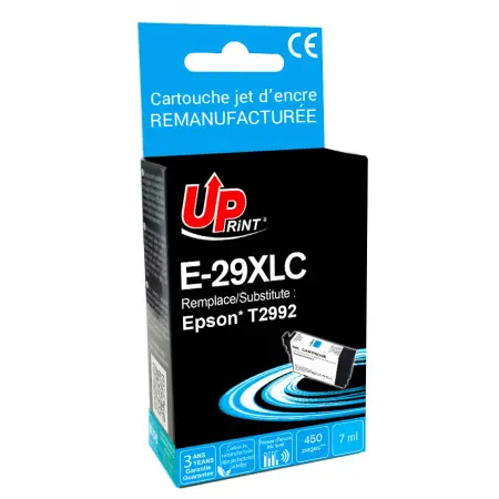 UPRINT CARTOUCHE REMANUFACTUREE 29XL-REMPLACE T299240 CYAN