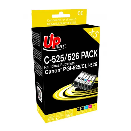 UPRINT PACK 5 CARTOUCHES REMA. CANON 525/526- PGI525/CLI526 BK/PBK/C/M/Y