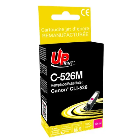 UPRINT CARTOUCHE REMANUFACTUREE CANON 526-REMPLACE CLI526 MAGENTA