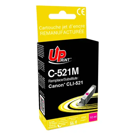 UPRINT CARTOUCHE REMANUFACTUREE CANON 521-REMPLACE CLI521 MAGENTA