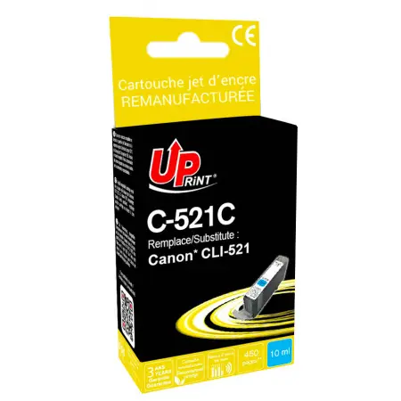 UPRINT CARTOUCHE REMANUFACTUREE CANON 521-REMPLACE CLI521 CYAN