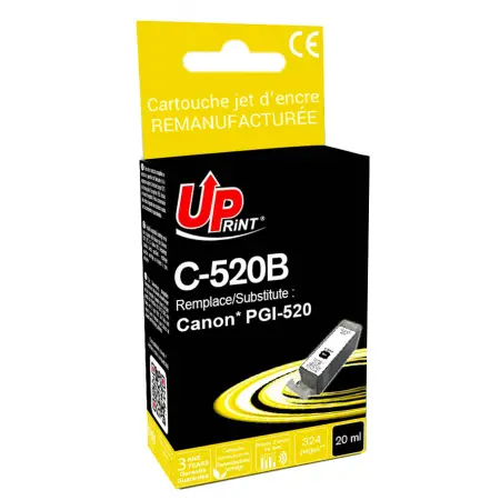 UPRINT CARTOUCHE REMANUFACTUREE CANON 520-REMPLACE PGI520 BLACK