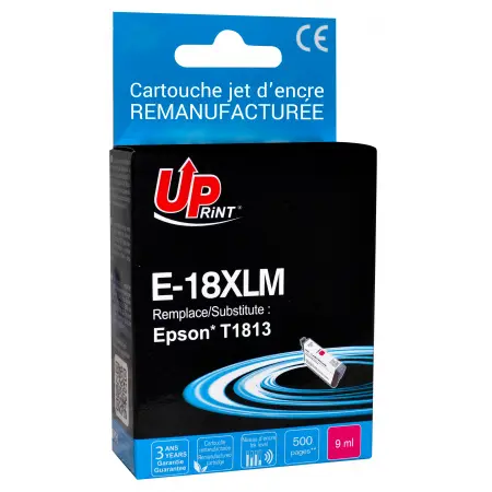 UPRINT CARTOUCHE REMANUFACTUREE EPSON 18XL-REMPLACE T181340 MAGENTA