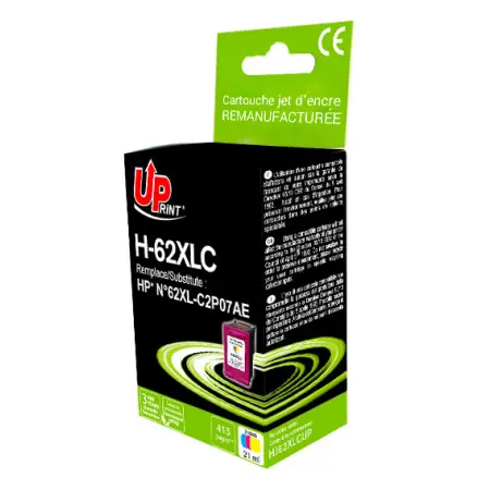 UPRINT CARTOUCHE REMANUFACTUREE HP 62XL-REMPLACE C2P07AE 3CL