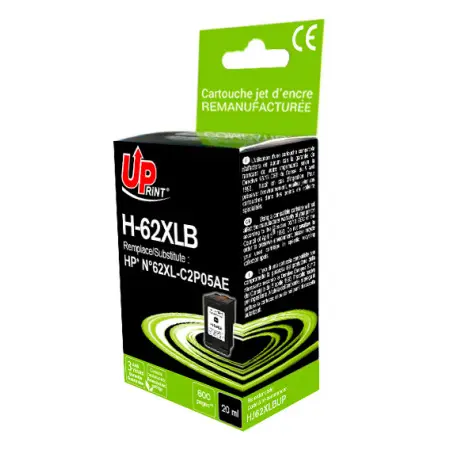 UPRINT CARTOUCHE REMANUFACTUREE HP 62XL-REMPLACE C2P05AE BLACK