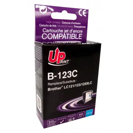 UPRINT CARTOUCHE COMPATIBLE BROTHER 123 CHIP V3-REMPLACE LC123 CYAN