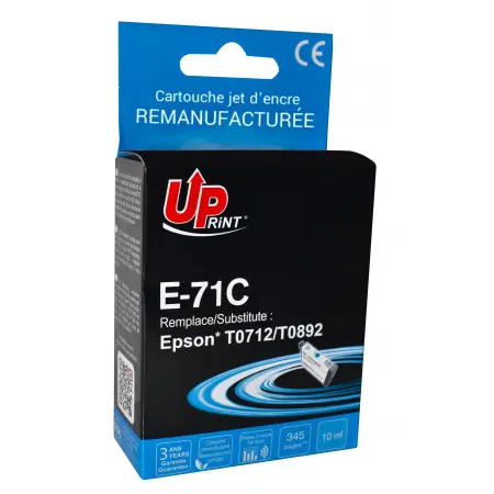 UPRINT CARTOUCHE REMANUFACTUREE EPSON 71-REMPLACE T071240 CYAN