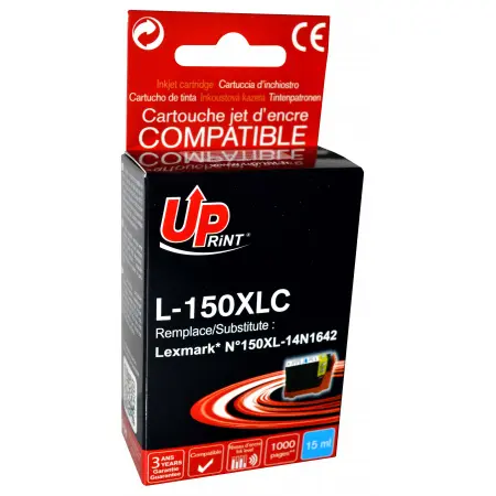 UPRINT CARTOUCHE COMPATIBLE LEXMARK 150XL-REMPLACE 14N1615E/14N1608E CYAN#
