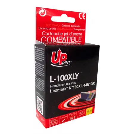 UPRINT CARTOUCHE COMPATIBLE LEXMARK 100XL-REMPLACE 14N1095 YELLOW#