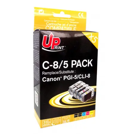 UPRINT PACK 5 CARTOUCHES COMPATIBLES CANON 5/8-REMPLACE PGI5/CLI8 BK/PBK/C/M/Y