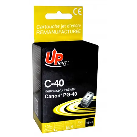 UPRINT CARTOUCHE REMANUFACTUREE CANON 40-REMPLACE PG40 BLACK