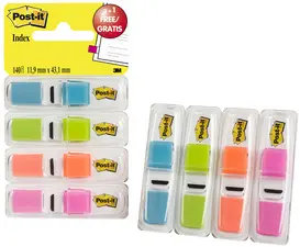 Post-it Marque-pages Index, 11,9x43,2 mm, distributeur de 4