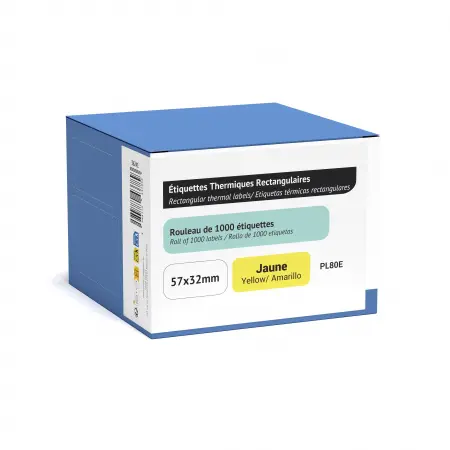 NEUTRE ROULEAU POUR IMP.PL80E 1000 ETIQ.ADHESIVES 57X32MM-JAUNE
