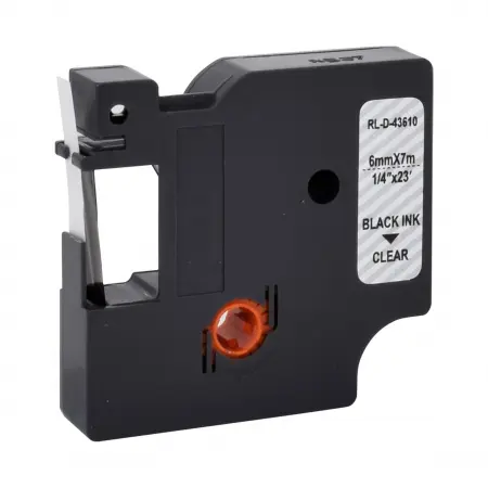 NEUTRE RUBAN COMPATIBLE DYMO D1-REMPLACE 43610 BLACK ON TRANSPARENT