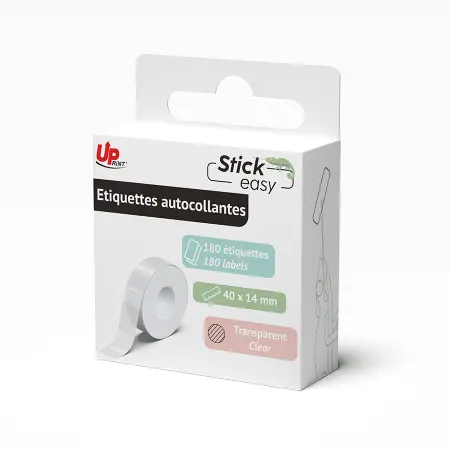 UPRINT ROULEAU IMP.STICK EASY UP21 180 ETIQ.ADHESIVES 14X40MM-TRANSPARENT