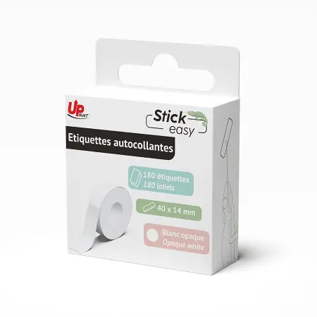 UPRINT ROULEAU POUR IMP.STICK EASY UP21 180 ETIQ.ADHESIVES 14X40MM-BLANC