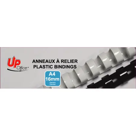 UP OFFICE-ANNEAUX PLASTIQUES 16 MM - BLANC - PACK DE 100#