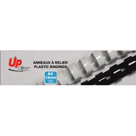 UP OFFICE-ANNEAUX PLASTIQUES 14 MM - NOIR - PACK DE 100#