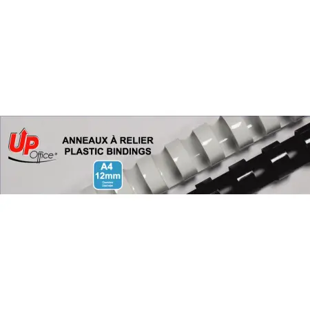 UP OFFICE-ANNEAUX PLASTIQUES 12 MM - BLANC - PACK DE 100#