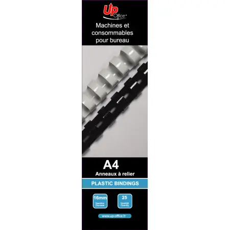 UP OFFICE-ANNEAUX PLASTIQUES 16 MM - NOIR - PACK DE 25#