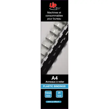 UP OFFICE-ANNEAUX PLASTIQUES 14 MM - NOIR - PACK DE 25#