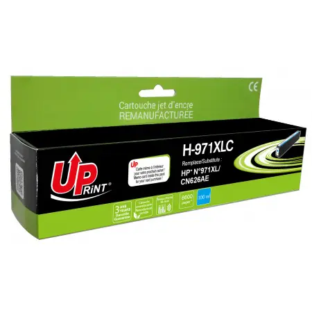 UPRINT CARTOUCHE REMANUFACTUREE HP 971XL-REMPLACE CN626AE CYAN