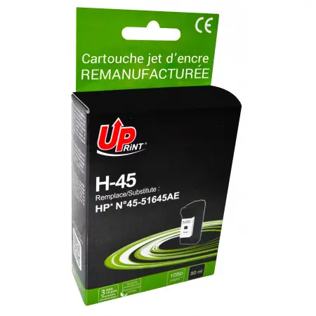 UPRINT CARTOUCHE REMANUFACTUREE HP 45-REMPLACE 51645A BLACK