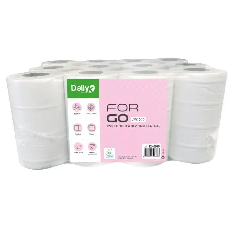 Essuie-tout gaufré blanc 200F DC écolabel FORGO 200 COMPACT-Ct 12 rlx