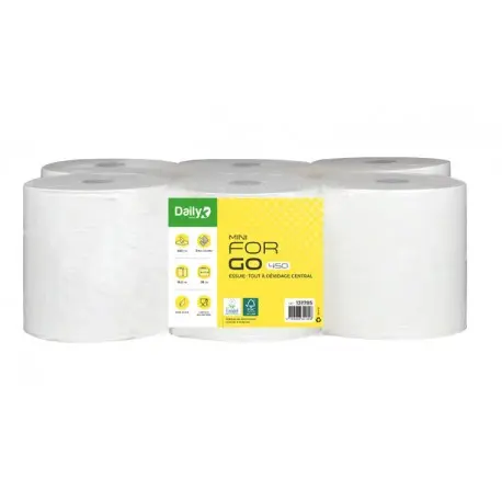 Essuie-tout gaufré blanc 450F DC écolabel FORGO 450MINI - Ct 6rlx