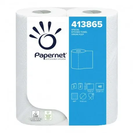 Essuie-tout ménager 48 fts 2pl /blanc ECOLABEL - Colis de 28 rlx
