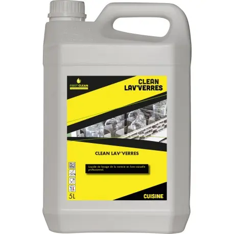 Liquide lave-verres chloré CLEAN LAV’VERRES -Bidon 5L