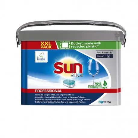 Pastille lave-vaisselle Ecolabel All In 1 SUN PRO FORMULA-Seau 200