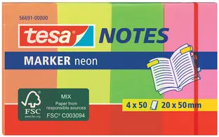 tesa Index repositionnable Marker, couleurs néons,50 x 20 mm