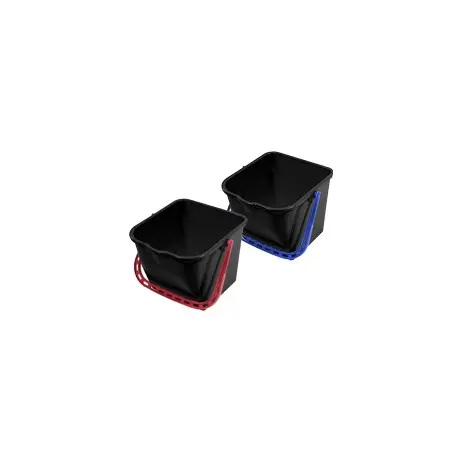 Seau 15L noir rectangulaire en PP avec anse de couleur (ex 126363)