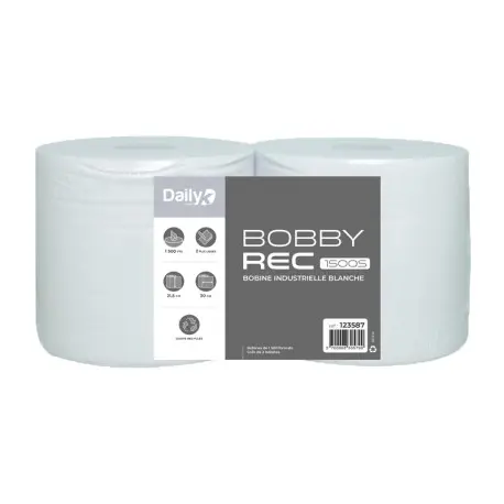 Bobine recyclée blanche BOBBYREC 1500S Dailyk Start - Colis de 2