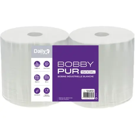 Bobine blanche 1500F pure ouate BOBBYPUR 1500XL Dailyk Start - Lot 2