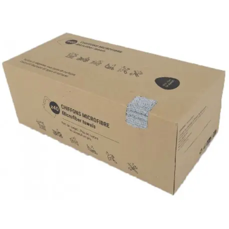 Boîte distributrice de 40 chiffons microfibre gris - Unité